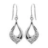 9ct White Gold Crystal Teardrop Hook Wire Earrings - 34mm Drop - G1071