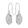 9ct White Gold Crystal Teardrop Hook Wire Earrings - 28mm Drop - G1072
