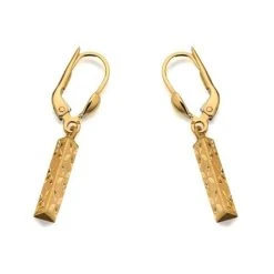 9ct Gold Triple Sided Star Design Earrings - 30mm Drop - G1111