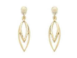 9ct Gold Diamond Cut Drop Earrings - 23mm Drop - G1204