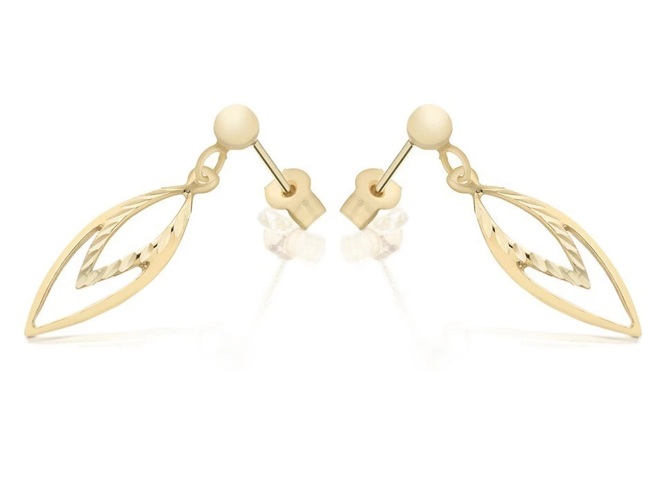 9ct Gold Diamond Cut Drop Earrings - 23mm Drop - G1204 2 9ct Gold Diamond Cut Drop Earrings - 23mm Drop - G1204 - Image 2