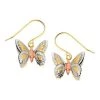 9ct Gold Three Colour Butterfly Hook Wire Earrings - 15mm Drop - G1205