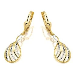 9ct Gold Two Colour Lattice Drop Earrings - 20mm Drop - EXCLUSIVE - G1245