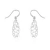 9ct White Gold Swirl Hook Wire Earrings - 38mm Drop - G1424