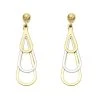 9ct Gold Two Colour Triple Teardrop Drop Earrings - 37mm Drop - G1429