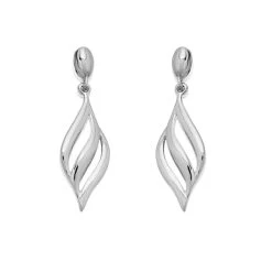 9ct White Gold Flame Drop Earrings - 20mm Drop - G1433