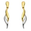 9ct Gold Two Colour Flame Drop Earrings - 30mm Drop - G1458