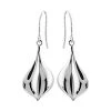 9ct White Gold Hook Wire Earrings - 33mm Drop - G1497