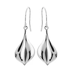 9ct White Gold Hook Wire Earrings - 33mm Drop - G1497