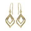 9ct Gold Double Teardrop Hook Wire Earrings - 33mm Drop - G1499