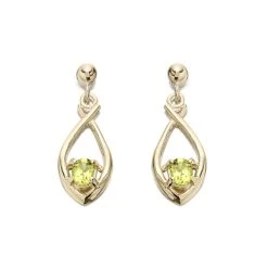 9ct Gold Peridot Drop Earrings - 20mm Drop - G1827