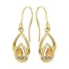 9ct Gold Citrine And Diamond Hook Wire Earrings - 28mm Drop - G1840
