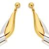 9ct Gold Two Colour Drop Earrings - Total 30mm Drop - EXCLUSIVE - G1856