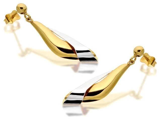 9ct Gold Two Colour Drop Earrings - Total 30mm Drop - EXCLUSIVE - G1856 2 9ct Gold Two Colour Drop Earrings - Total 30mm Drop - EXCLUSIVE - G1856 - Image 2