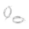 9ct White Gold Twisted Hoop Earrings - 15mm - G2105