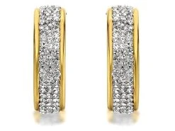9ct Gold Crystal Half Hoop Earrings - 16mm - G2595