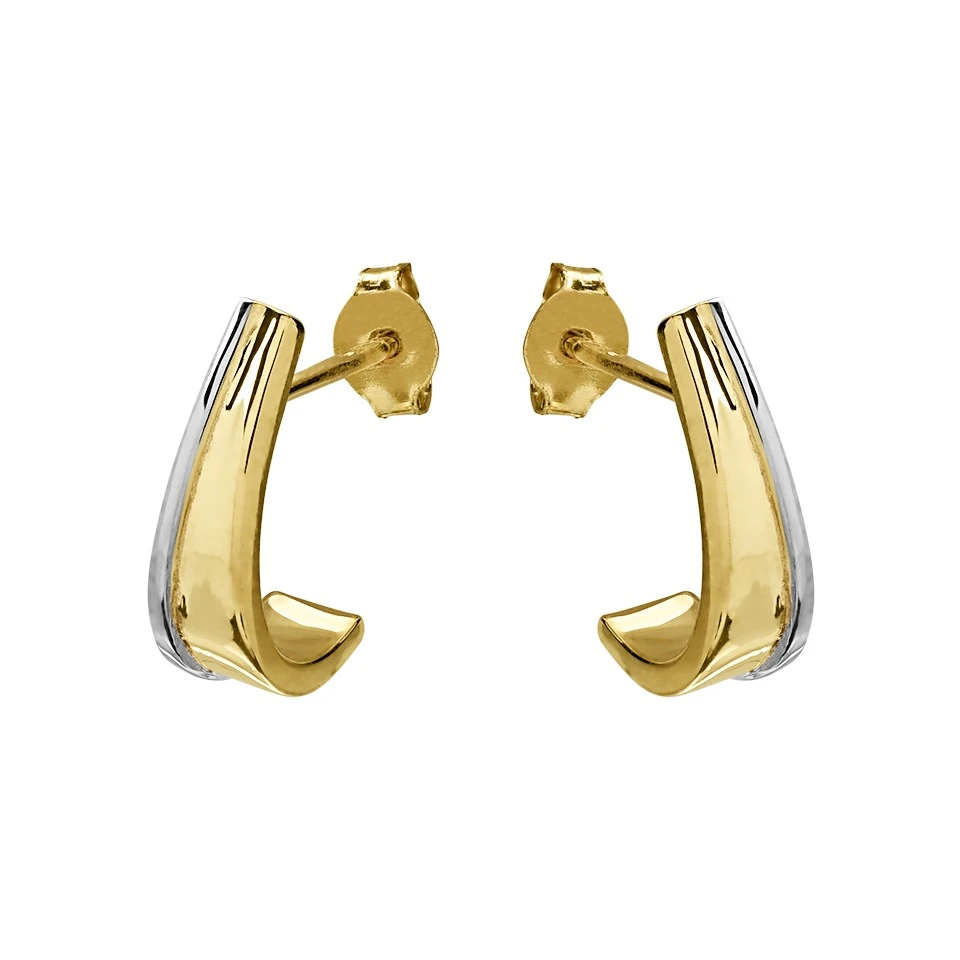 9ct Gold Two Colour J Hoop Earrings - 12mm - G2609 2 9ct Gold Two Colour J Hoop Earrings - 12mm - G2609 - Image 2