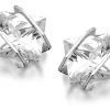 9ct White Gold Princess Cut Cubic Zirconia Stud Earrings - 4mm - G2708