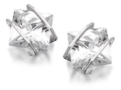 9ct White Gold Princess Cut Cubic Zirconia Stud Earrings - 4mm - G2708