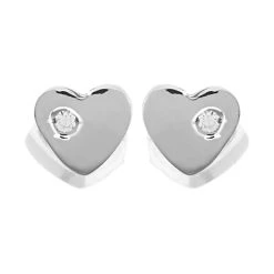 9ct White Gold Cubic Zirconia Heart Stud Earrings - 5mm - G27122