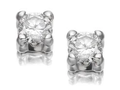 9ct White Gold Cubic Zirconia Solitaire Earrings - 4mm - G2735