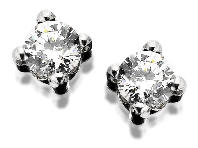9ct White Gold Cubic Zirconia Solitaire Earrings - 6mm - G2736 1 9ct White Gold Cubic Zirconia Solitaire Earrings - 6mm - G2736