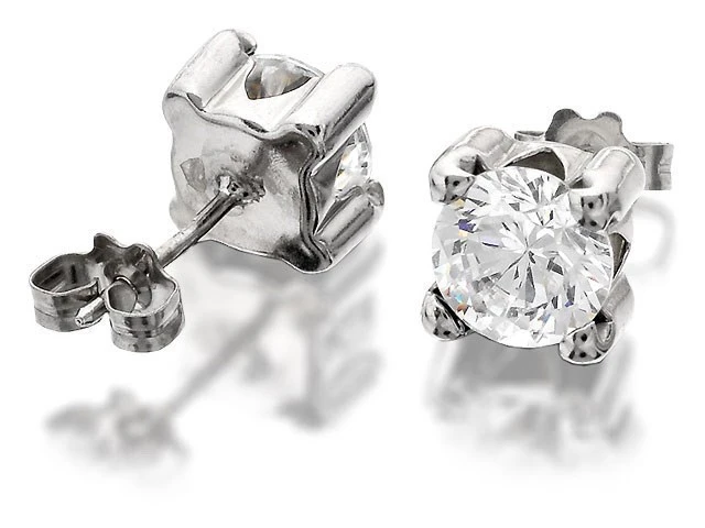 9ct White Gold Cubic Zirconia Solitaire Earrings - 6mm - G2736 2 9ct White Gold Cubic Zirconia Solitaire Earrings - 6mm - G2736 - Image 2
