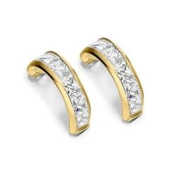 9ct Gold Cubic Zirconia Half Hoop Earrings - G2739