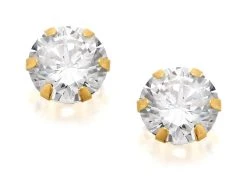 9ct Gold Cubic Zirconia Solitaire Stud Earrings - 6mm - G2764