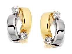 9ct Gold Two Colour Cubic Zirconia Stud Earrings - 10mm - G2783