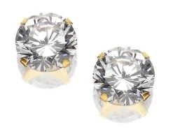 9ct Gold Cubic Zirconia Solitaire Stud Earrings - 10mm - G2793