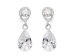 9ct White Gold Cubic Zirconia Drop Earrings - 16mm Drop - G2835