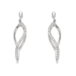 9ct White Gold Cubic Zirconia Drop Earrings - 25mm Drop - G2839