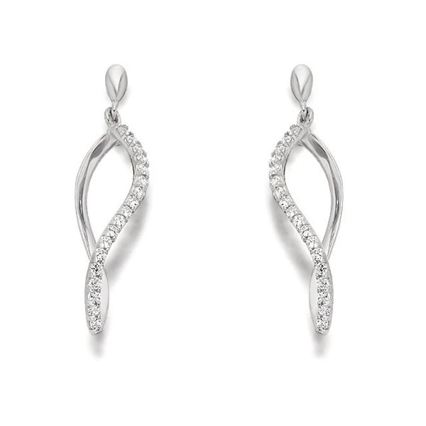 9ct White Gold Cubic Zirconia Drop Earrings - 25mm Drop - G2839 1 9ct White Gold Cubic Zirconia Drop Earrings - 25mm Drop - G2839