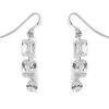 9ct White Gold Cubic Zirconia Hook Wire Earrings - 40mm Drop - G2848