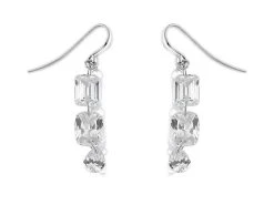 9ct White Gold Cubic Zirconia Hook Wire Earrings - 40mm Drop - G2848