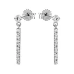 9ct White Gold Cubic Zirconia Drop Earrings - 17mm Drop - G2882