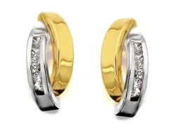 9ct Gold Two Colour Cubic Zirconia Double Strand Stud Earrings - 10mm - G2907