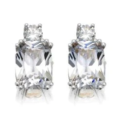 9ct Gold Two Colour Cubic Zirconia Stud Earrings - 11mm - G2917