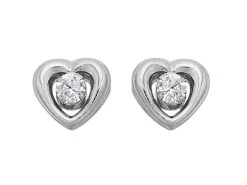 9ct White Gold Cubic Zirconia Heart Stud Earrings - 7mm - G2923