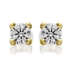 9ct Gold Cubic Zirconia Solitaire Stud Earrings - 6mm - G2930