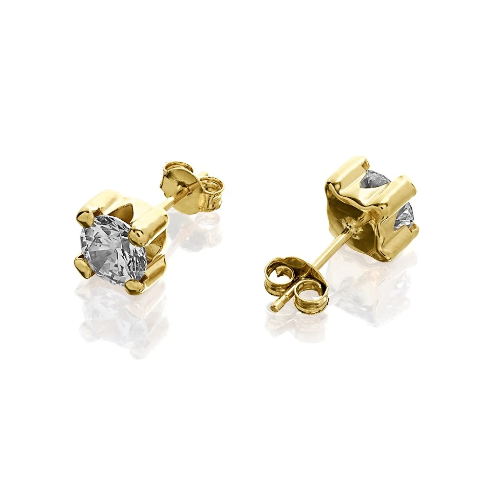 9ct Gold Cubic Zirconia Solitaire Stud Earrings - 6mm - G2930 2 9ct Gold Cubic Zirconia Solitaire Stud Earrings - 6mm - G2930 - Image 2