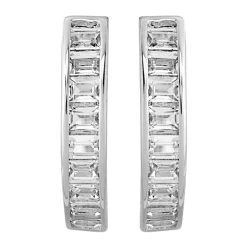 9ct White Gold Cubic Zirconia Half Hoop Earrings - 13mm - G2936