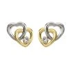 9ct Gold Two Colour Cubic Zirconia Heart Stud Earrings - 8mm - G2944