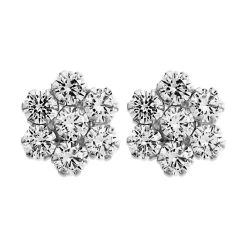 9ct White Gold Cubic Zirconia Cluster Earrings - G2947
