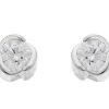 9ct White Gold 4.5mm Cubic Zirconia Swirl Stud Earrings - G3008