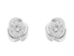 9ct White Gold 4.5mm Cubic Zirconia Swirl Stud Earrings - G3008