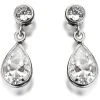 9ct White Gold Cubic Zirconia Drop Earrings - 14mm Drop - EXCLUSIVE - G3009