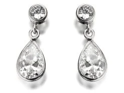 9ct White Gold Cubic Zirconia Drop Earrings - 14mm Drop - EXCLUSIVE - G3009