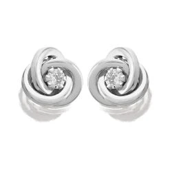 9ct White Gold Cubic Zirconia Knot Stud Earrings - 6mm - G3013